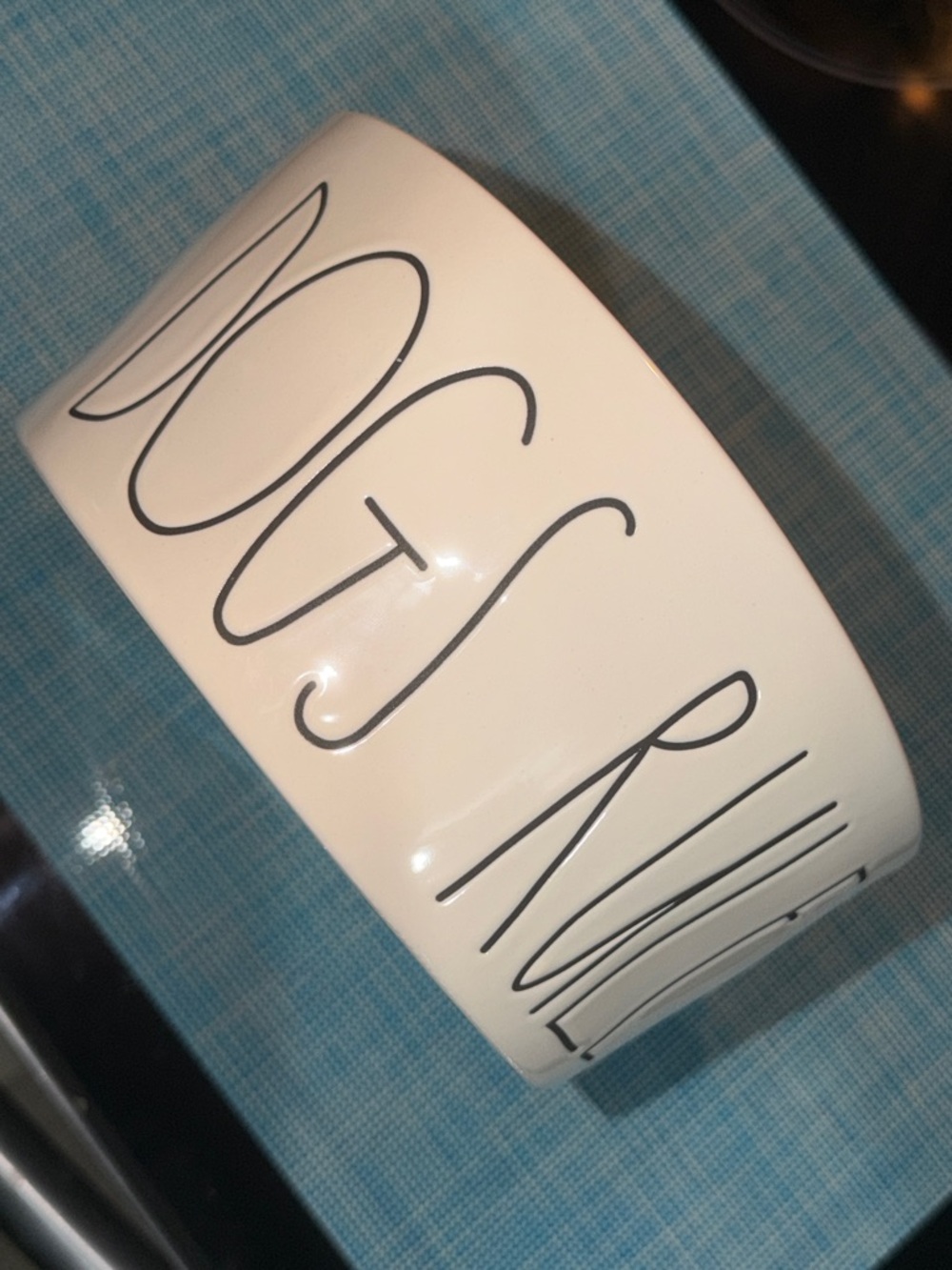 RAE DUNN White Ceramic ‘Dogs Rule’ lettering
